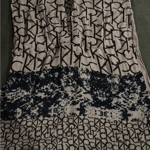 Calvin Klein Monogram Pattern Scarf in Beige and Black